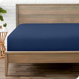 Bare Home Fitted Bottom Sheet - Ultra-Soft (Single, Dark Blue)