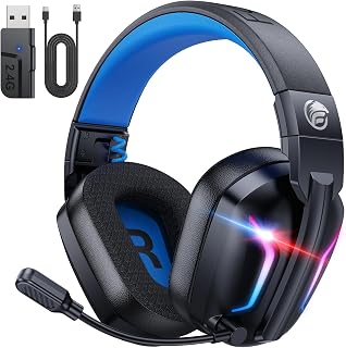 Fachixy Wireless Gaming Headset with Mic for PS5, PS4, PC, Switch & Mac | 2.4GHz & Bluetooth 5.4, 80-Hour Battery, Low Latency, 3D Stereo Sound, RGB Lighting, Foldable Design