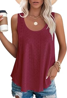 DUOEASE Women's Tank Tops Summer Casual Sleeveless U-Neck Tunic Blouse Tshirt