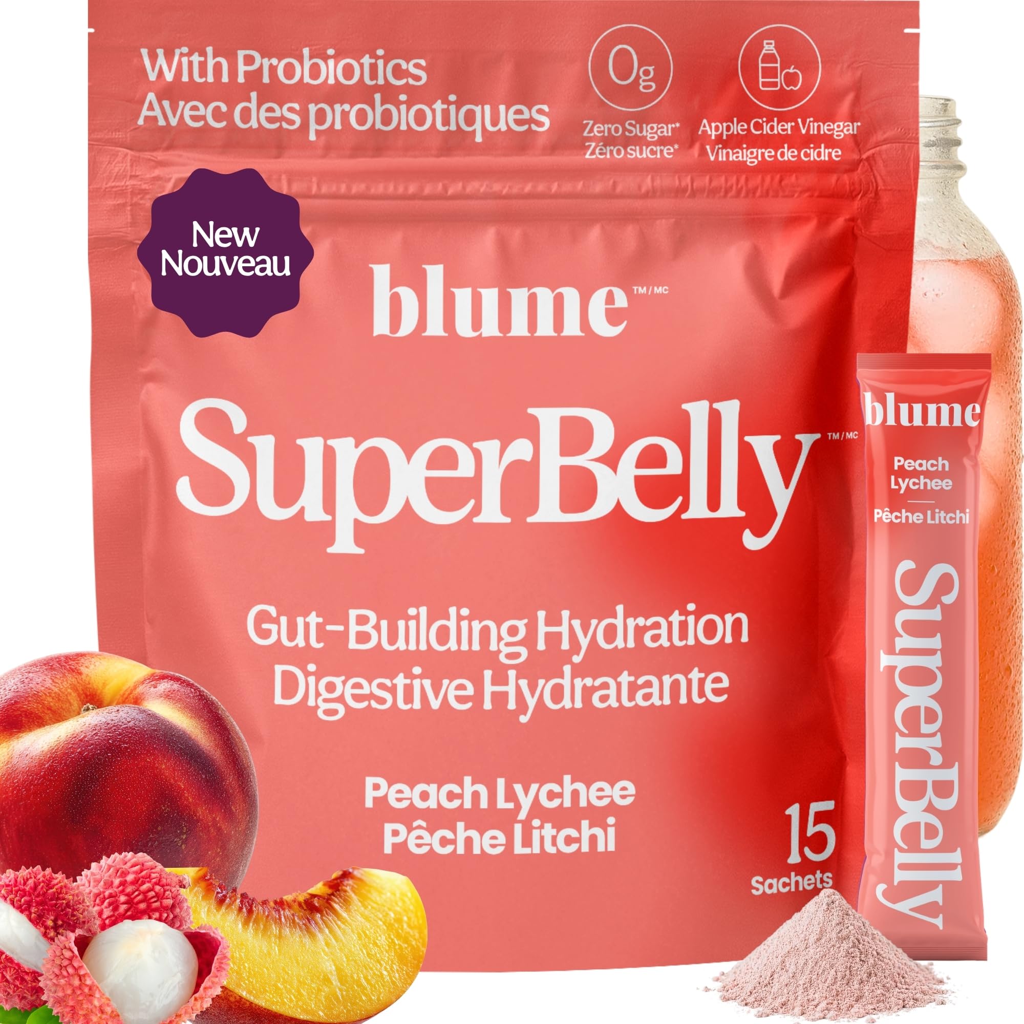 NEW Blume SuperBelly Gut Health + Hydration, Daily Sugar Free Probiotics, Inulin