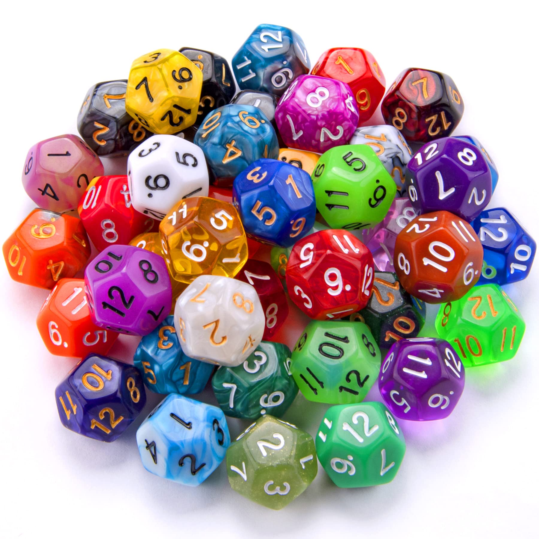 AUSTOR 42 Pieces Polyhedral Dice 12 Sided Game Dice D12 Dices Set | Mixed Color 