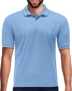 Premium Wear Men's Polo T-Shirt, High Moisture Wicking Dry Fit Performance Short-Sleeve Polo T-Shirt w Collar for Golf Tennis