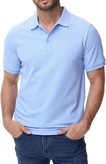 MIER Men's Polo Shirt Cotton Short Sleeve Golf Tennis Polo Shirt with Collar for Work Travel 3 Button Ultra Soft