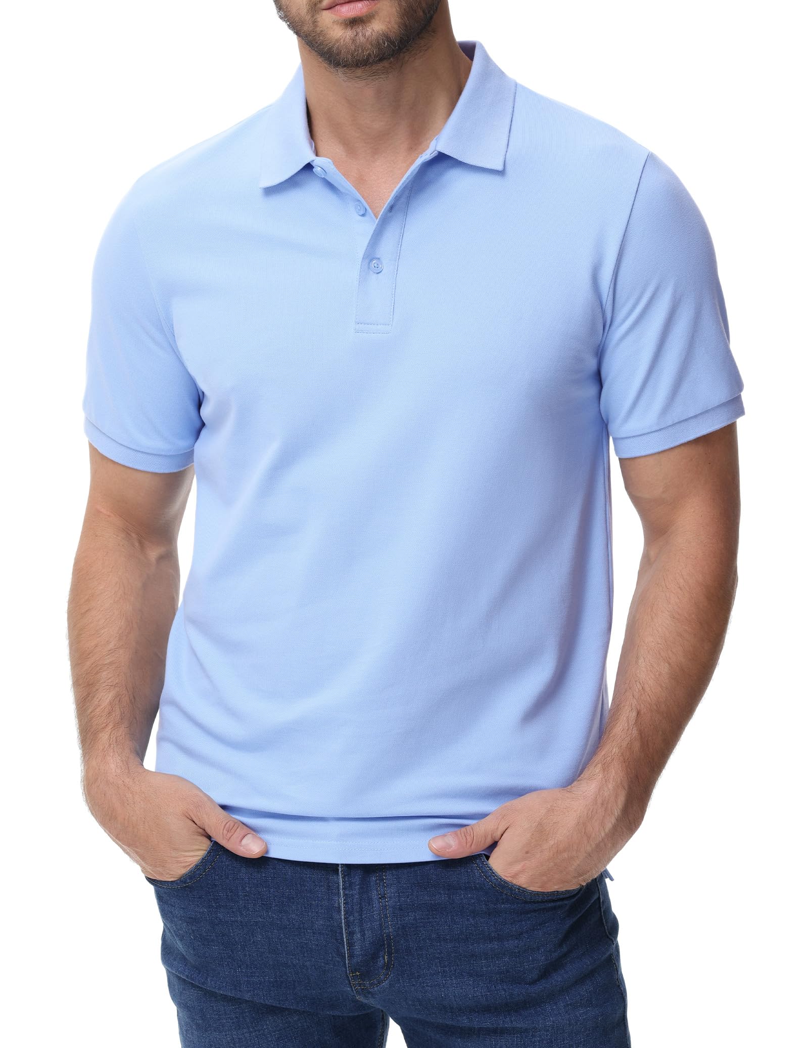 MIER Men's Polo Shirt Cotton Short Sleeve Golf Tennis Polo Shirt with Collar for