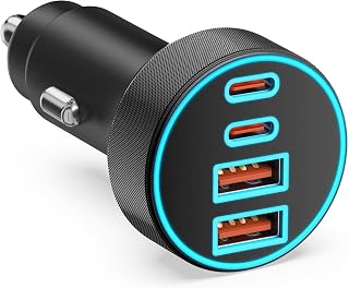 90W USB C Car Charger, 4-Port Dual 45W USB-C/A 12V Socket PD/QC Car Adapter | Multi Fast Charging, Type C Cigarette Lighter for iPhone 18 Pro Max Duo 17 16 15 14 13 12, Samsung Galaxy S26 S25, Pixel