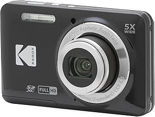 Kodak PIXPRO FZ55 16MP Compact Digital Camera, 5X Optical Zoom, Black | 1080p Full HD Video, 28mm Wide Angle Lens, 2.7 Inch LCD, Point and Shoot, Vlogging Camera, Li-Ion Battery