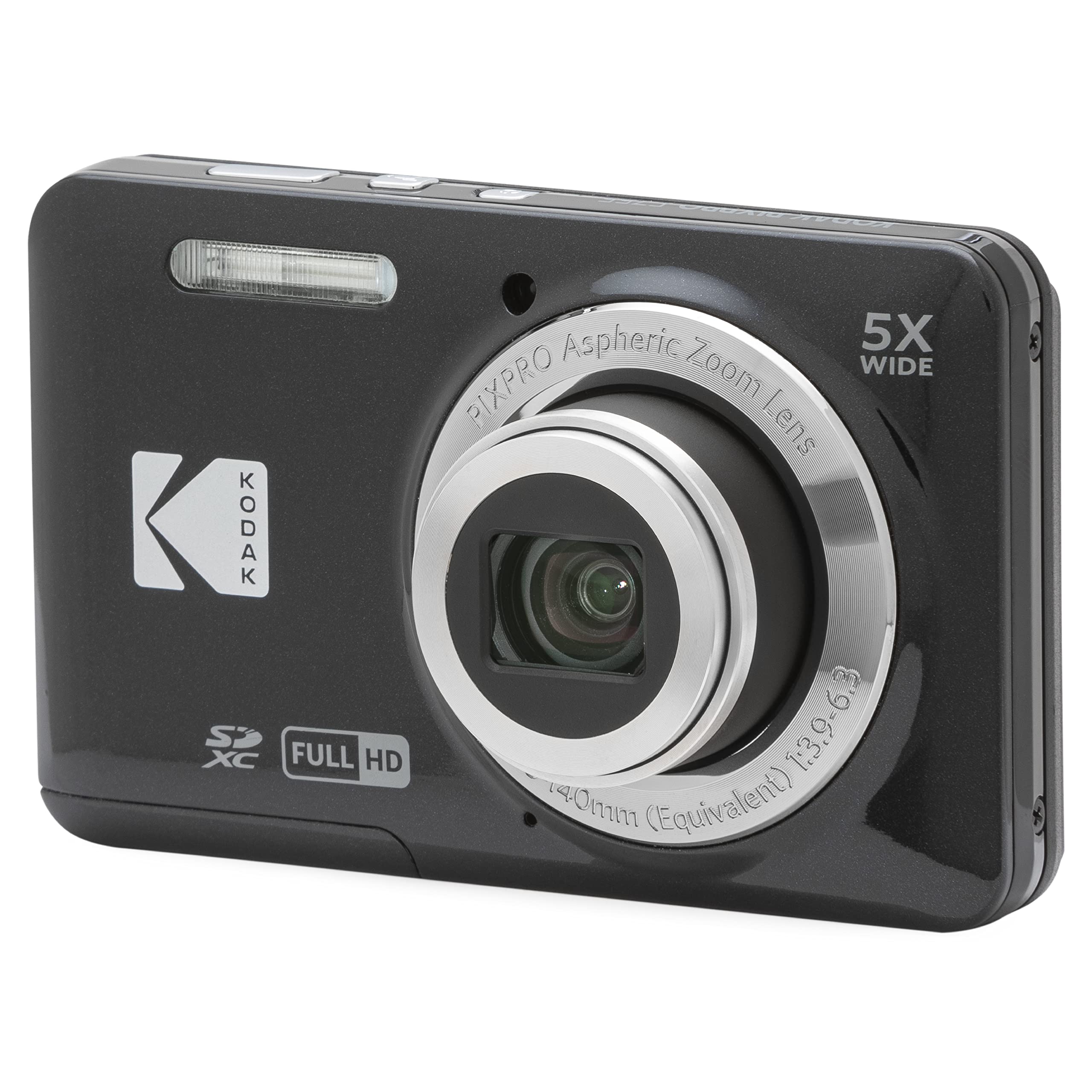 Kodak PIXPRO FZ55 16MP Compact Digital Camera, 5X Optical Zoom, Black | 1080p Fu