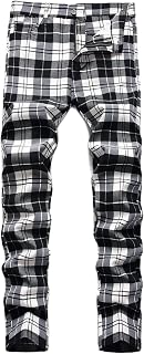 NOVOCCT Plaid Panst Men's Stretch Slim Casual Work Trousers Chino Trousers