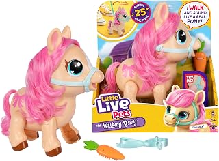 Little Live Pets My Walking Pony Twinkle, 25+ Sounds | 16.7cm interactive pony walks on and off leash, brush her hair, feed and she reacts to touch, ages 5+