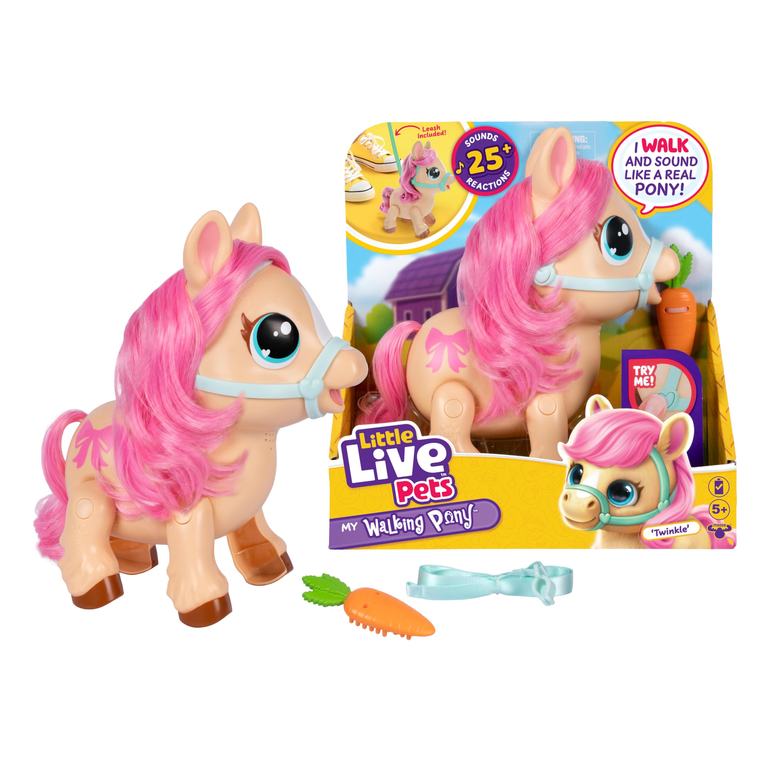 Little Live Pets My Walking Pony Twinkle, 25+ Sounds | 16.7cm interactive pony w