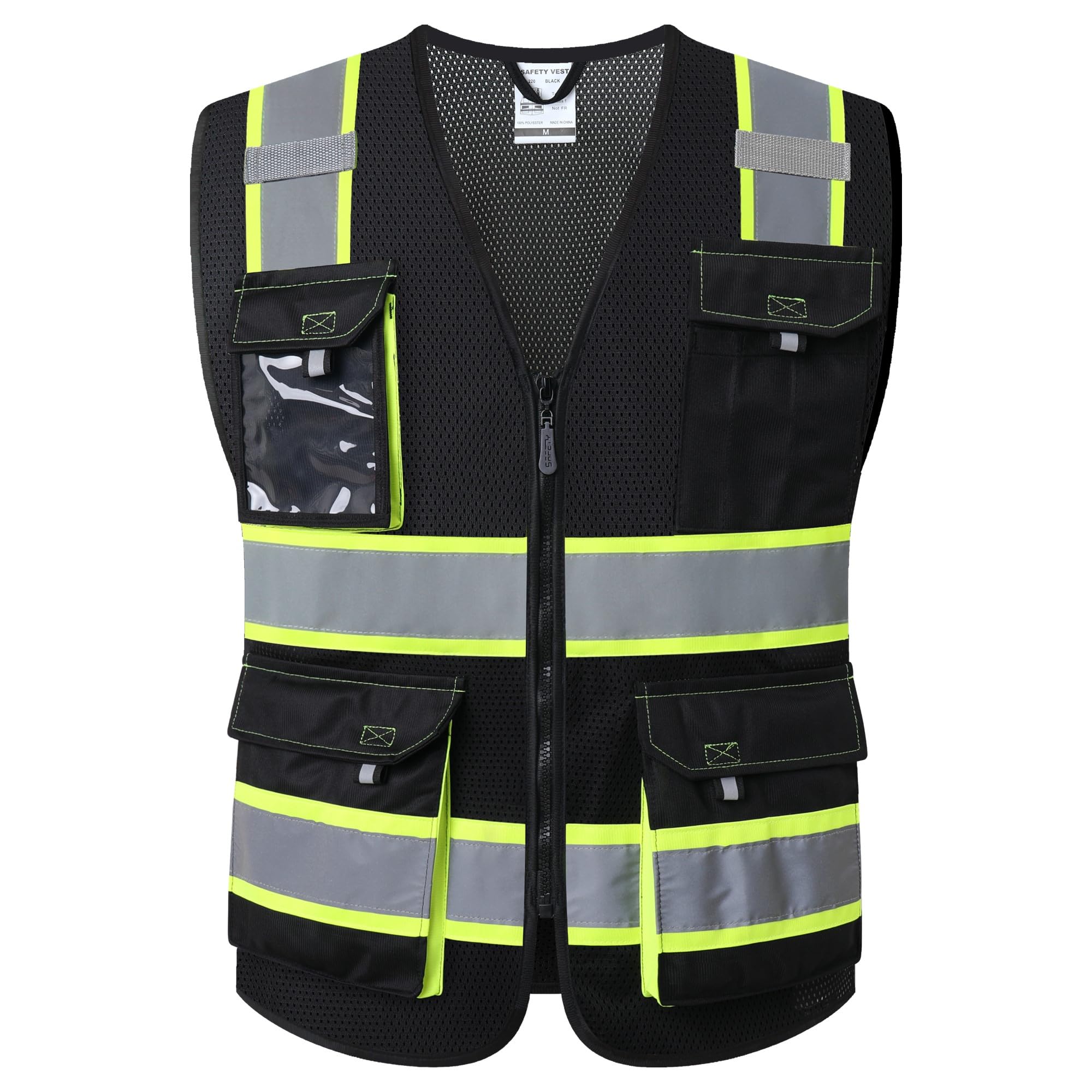 JKSafety Safety Vest for Men Women Hi Vis Reflective Vest JK220 Black L | 5 util