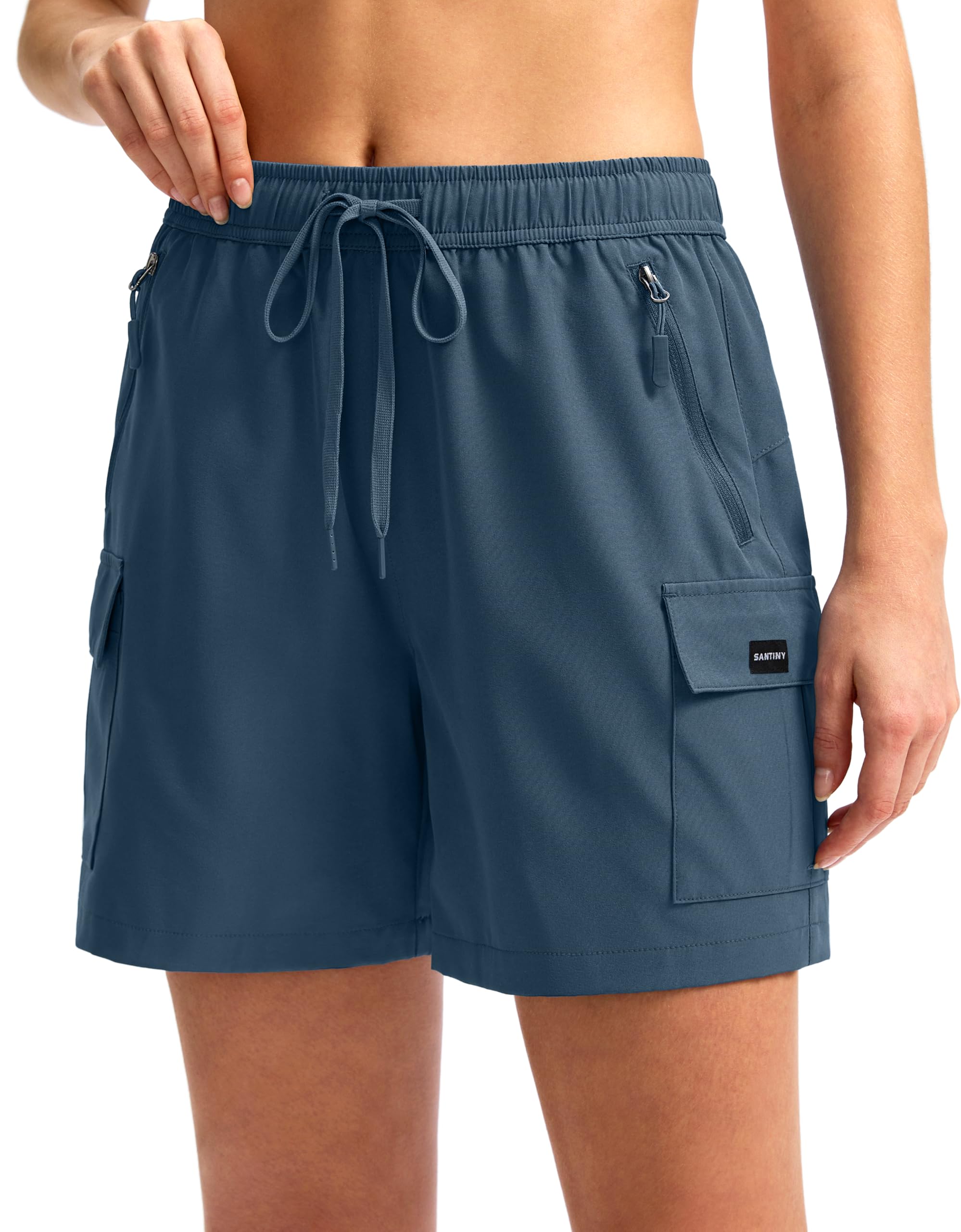 SANTINY Women's Quick Dry Lightweight Summer Travel Athletic Golf Cargo Shorts w