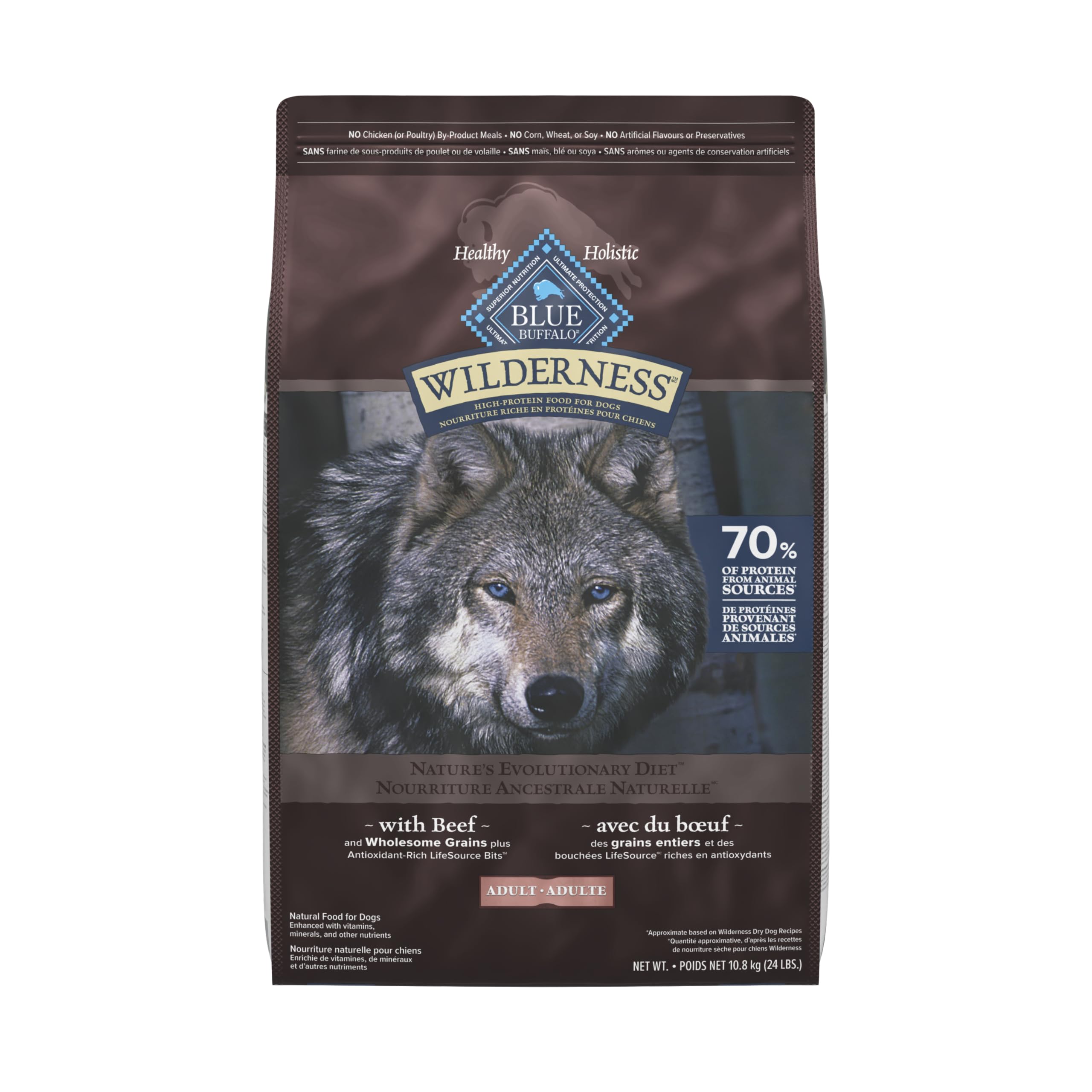 Blue Buffalo Wilderness More Meat & Wholesome Grains Natural Dry Dog Food, Beef 