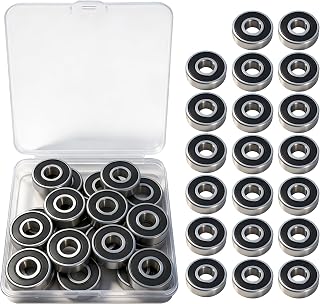 Kinetallum 20PCS 608 2RS Deep Groove Ball Bearings Steel 8mm x 22mm x 7mm Miniature Ball Bearing Double Rubber Sealed Bearings Pre-Lubricated Small Bearings for 3D Printers