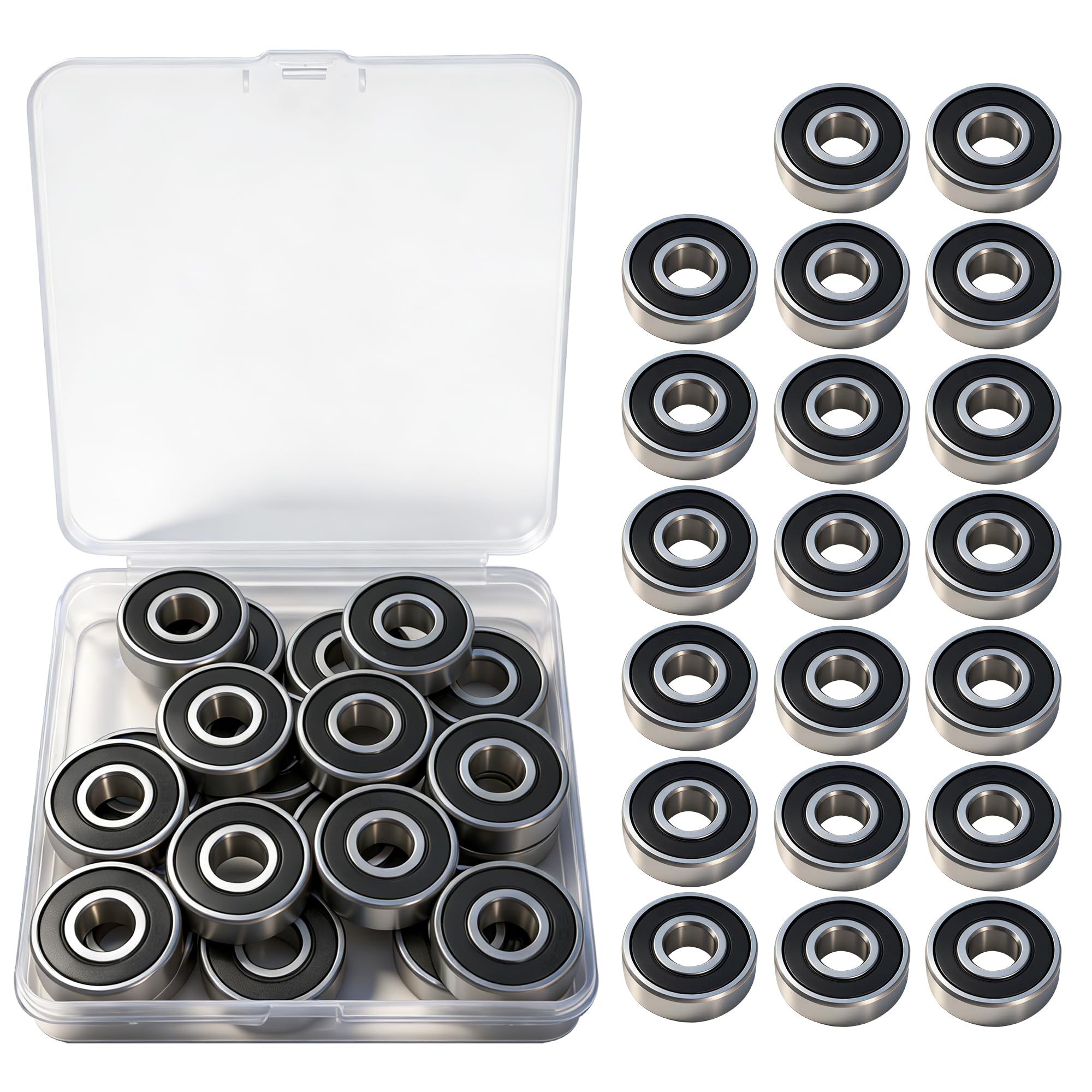 Kinetallum 20PCS 608 2RS Deep Groove Ball Bearings Steel 8mm x 22mm x 7mm Miniat
