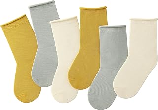 JAKIDAR Girls Crew Seamless Socks Kids Casual Dress Cotton Socks 6 Pairs