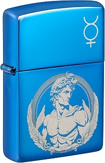 Zippo Windproof Lighter, God Mercury, High Polish Blue, Photo Image, Refillable, Reusable, Windproof Design, Gift Box, Made in USA