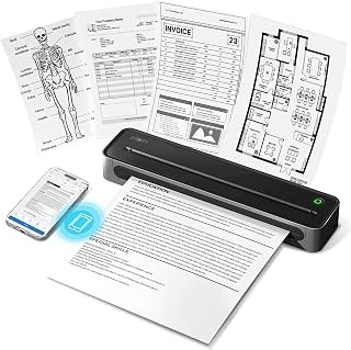ETIKEZ D90E Inkless Portable Thermal Printer for Travel – 8.5" x 11", Black | Wireless Bluetooth Small Compact Mobile Printer for Travel/Office/School/Home, Compatible with iPhone, Tablet & Laptop