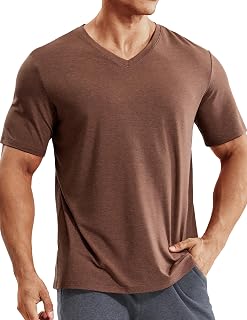 MIER Men's Short Sleeve V-Neck T-Shirt Dry Fit Soft Moisture Wicking Running Athletic Gym Casual Tops for Men