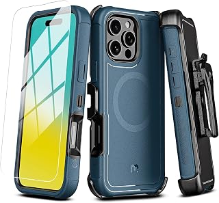 M MYBAT PRO for iPhone 16 Pro Max Case with Belt Clip Holster Blue