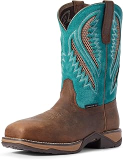 Ariat Anthem Women's Venttek Composite Round Toe Work Boot, Chocolate Chip Turquoise, 36 EU