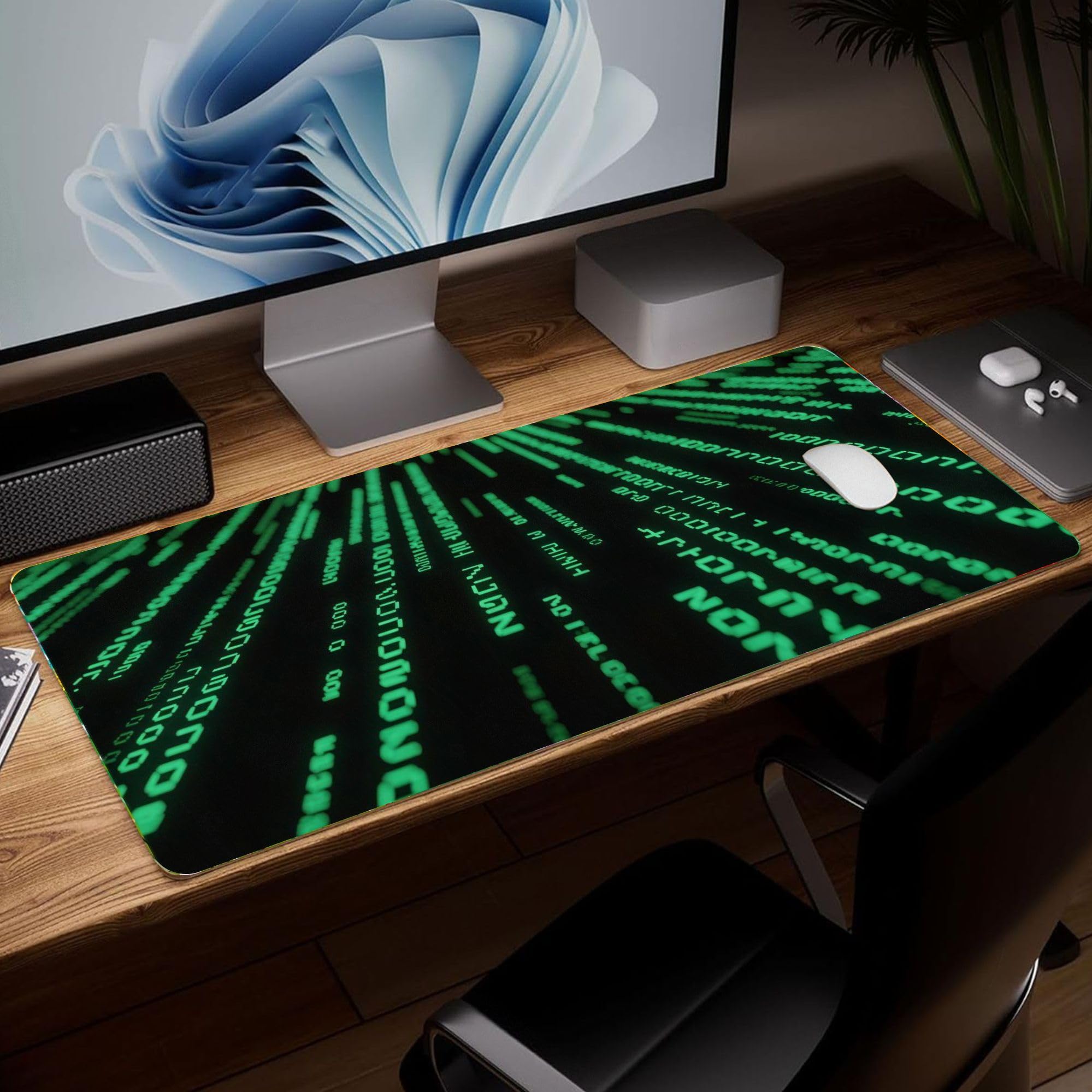 Minimalist Leather Desk Mat, Colorful Art Mouse Pad, Large Computer Keyboard, Wa