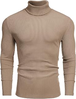 COOFANDY Men's Ribbed Turtleneck Sweater Casual Basic Long Sleeve Knitted Pullover Sweater