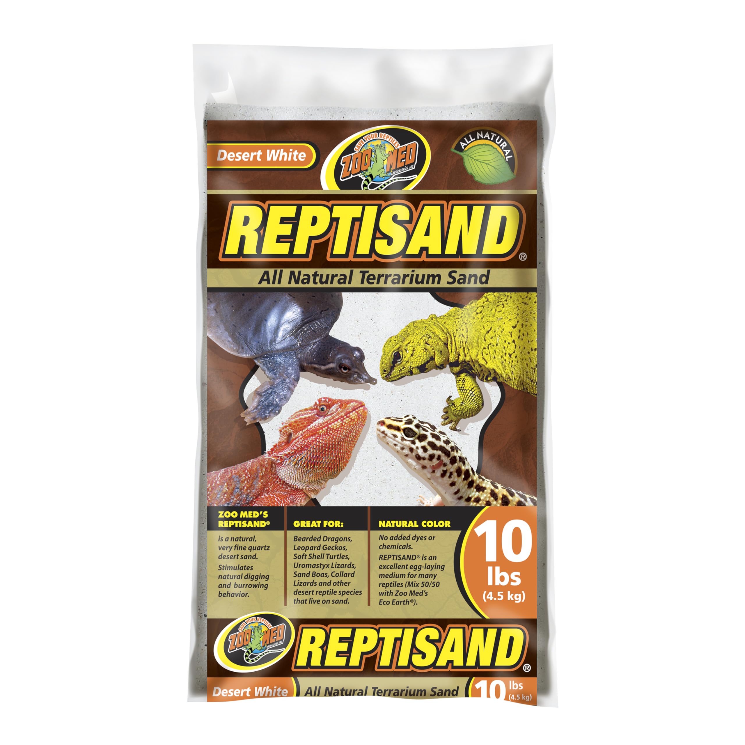 Zoo Med Labs ReptiSand Terrarium Sand, Desert White, 10-Pound