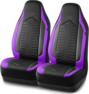 Skechers Car Seat Cover, Memory Foam High Back Waterproof Leather,Purple