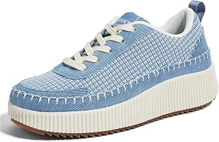 LUCKY STEP Scarpe da ginnastica da donna con plateau e strass, alla moda, grosse, casual, scintillanti, retrò, intrecci