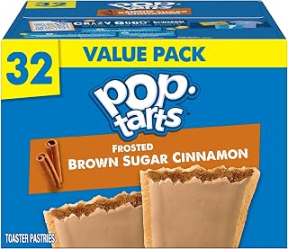 Pop-Tarts Toaster Pastries, Breakfast Foods, Kids Snacks, Value Pack, Frosted Brown Sugar Cinnamon, 54.1oz Box (32 Pop-Tarts)