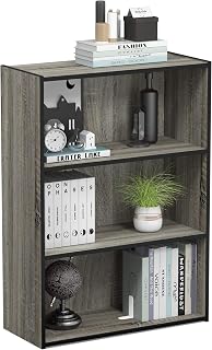 Furinno Pasir Bookcase, Chipboard, French Oak Grey, 246.5 x 57.6 x 80 cm