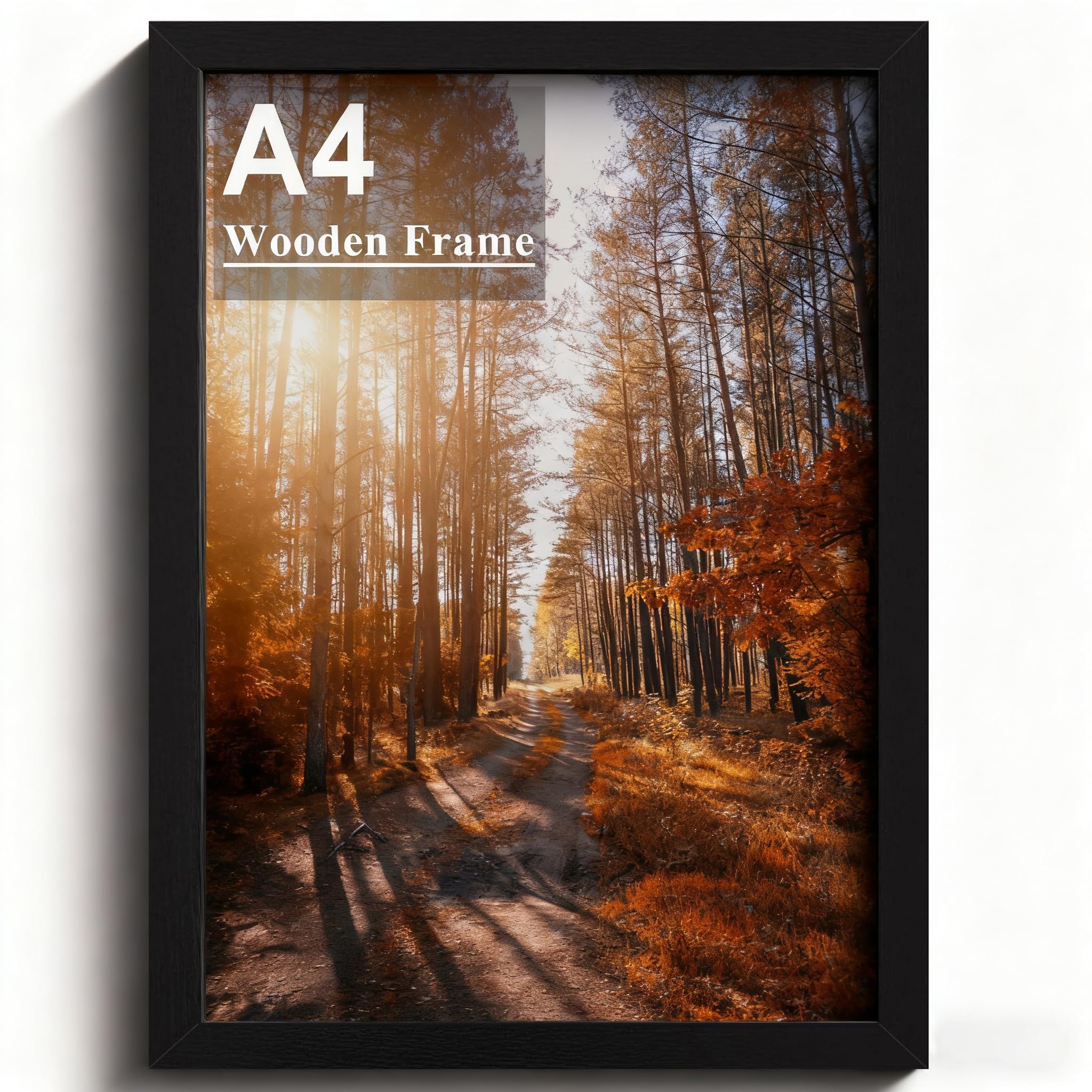 A4 Picture Frame Black, Wooden Photo Frame with Perspex 21x29.7cm, Black | Versa