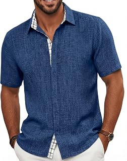 Yufawow Men's Shirts Short Sleeves Button Down Shirts for Casual Beach Summer Wedding