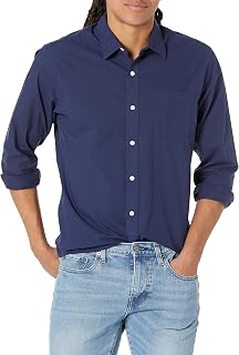 Amazon Essentials Men's Regular-Fit Long-Sleeve Casual Poplin Shirt, Button Front, Business Casual, Collared