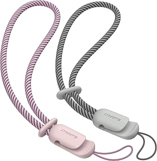 SURPHY 2 Pack Phone Lanyard, Phone Wrist Strap for Case, Camera Wrist Strap | Ultra-Light 2-Color Braided Phone Strap, Cellphone Charm Strap, Anti-Lost Wrist Lanyard for Women and Men, Pink Gray