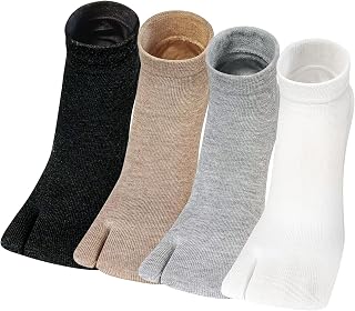 ZAKASA Japanese Tabi Women's Socks: Flip-Flop Clogs, Cotton 2 Toe, Split Toe for Flip-Flops, Comfortable and Breathable, 35-41, 4 Pairs