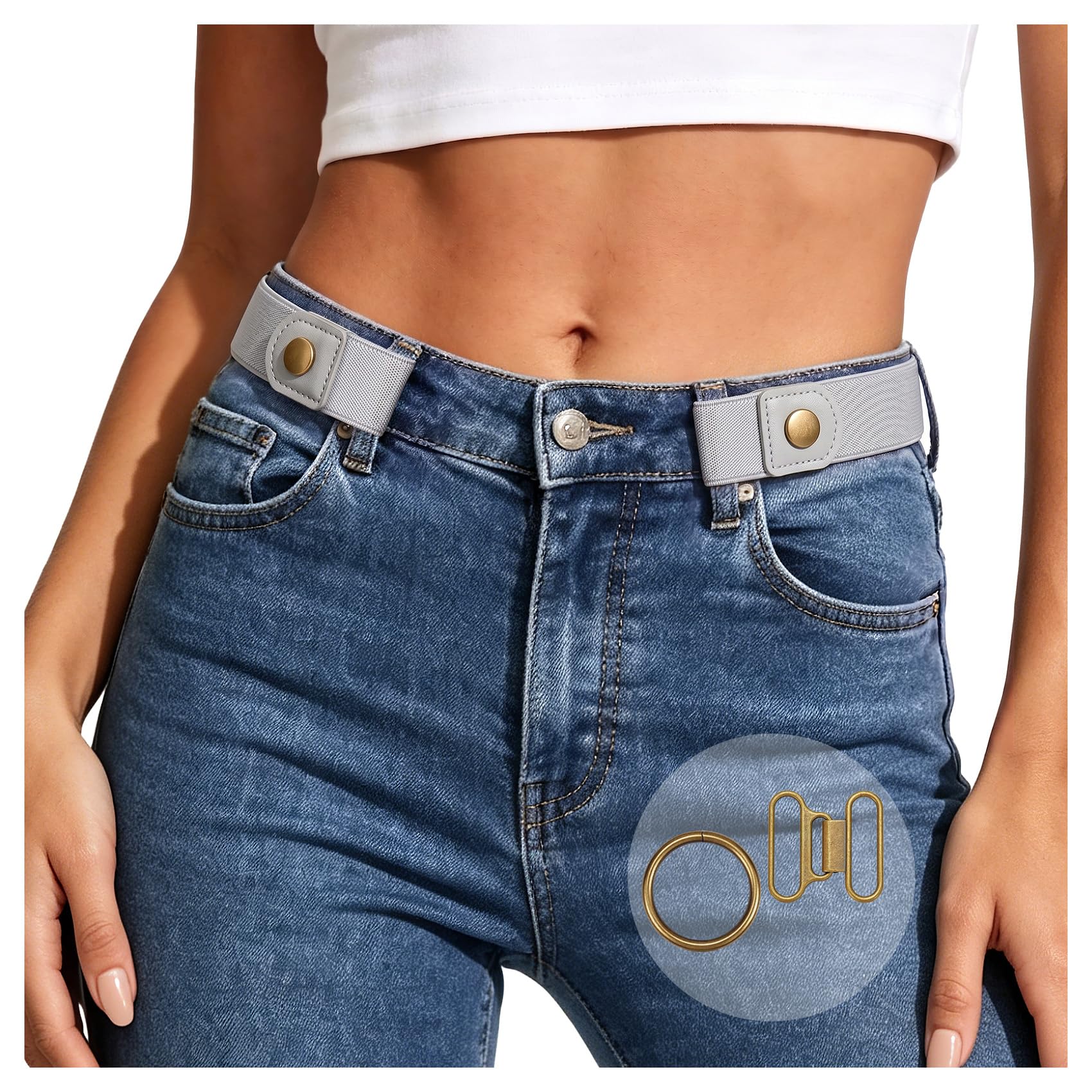 JasGood Belt without Buckle Belt Buckle-Free Elastic Stretch Belt for Men and Wo