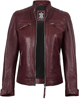 Decrum Cafe Racer Leather Jackets For Women Motorcycle Style