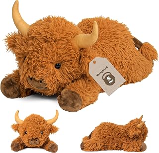 5lbs Highland Cow Weighted Stuffed Animals, 24in Giant Highland Cow Gift Plush Toy,Adorable Stuffed Animal for Kids and Adults Highland Cattle Plushie Pillow Decor