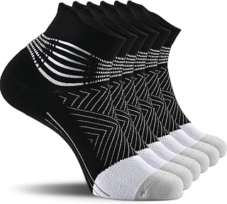 IRAMY Compression Ankle Support Running Socks for Women Men Trainer Coolmax Wicking 3 Pairs Athletic Cushioned Plantar Fasciitis Socks