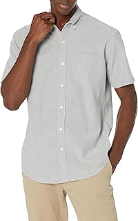 Amazon Essentials Men's Regular-Fit Short-Sleeve 100% Cotton Oxford Shirt