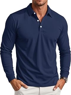 MAGCOMSEN Men's Polo Shirt Long Sleeve Quick Dry Golf Collared Shirts