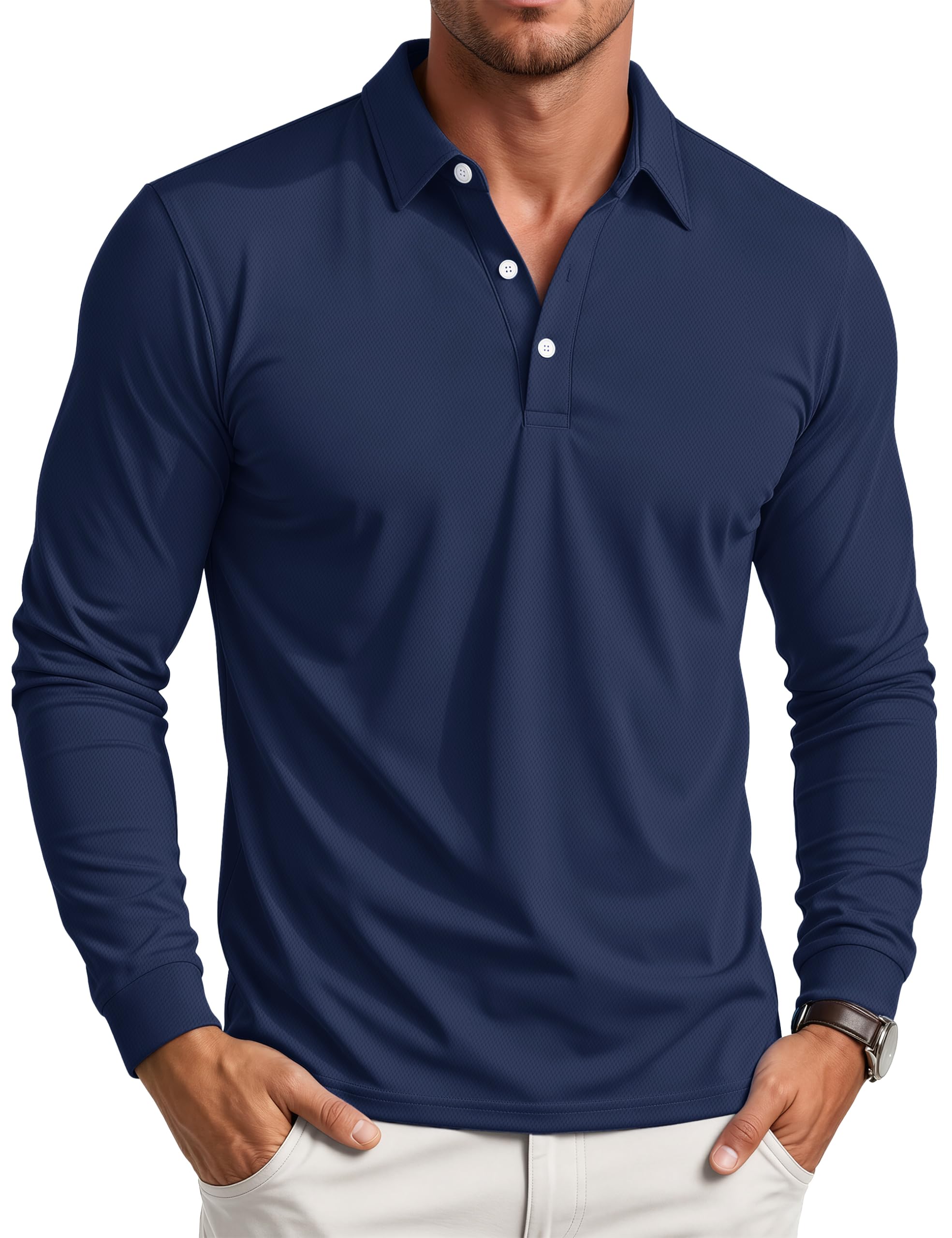 MAGCOMSEN Men's Polo Shirt Long Sleeve Quick Dry Golf Collared Shirts