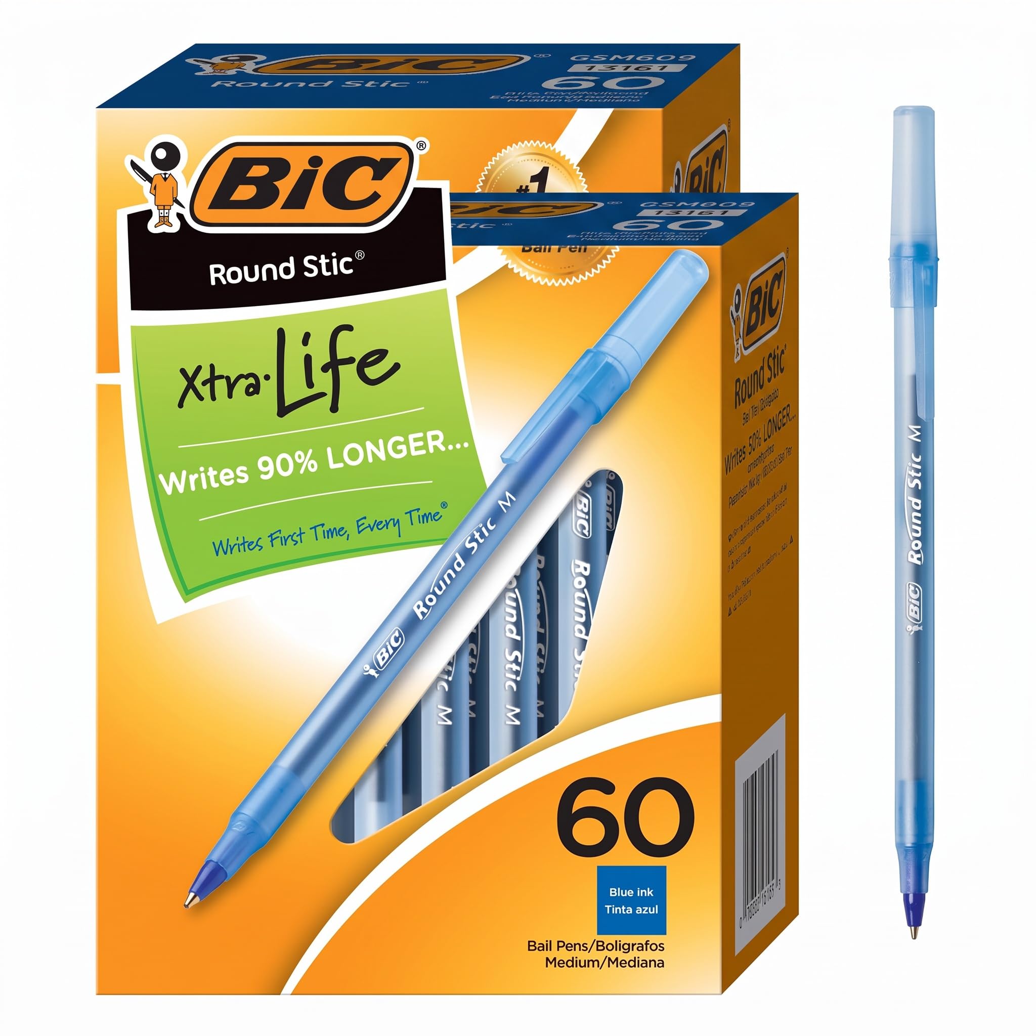 BIC Round Stic Xtra Life Ballpoint Pen with 1.0 mm Medium Point and Consistent I