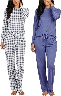Real Essentials 2 pack: comfy pajama sets for women, short and long sleeve sleepwear for women(Available in Plus)