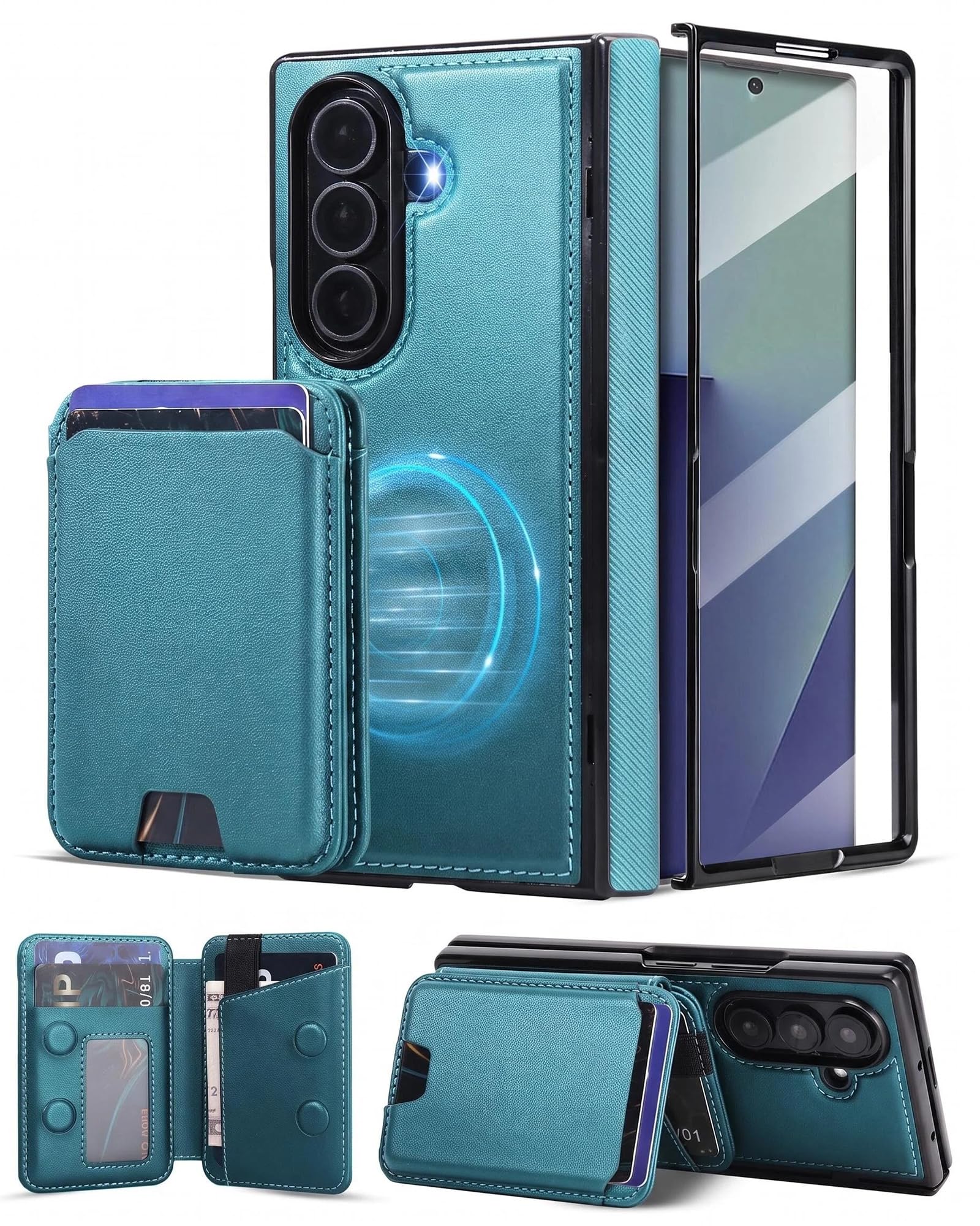 Samsung Galaxy Z FOLD 7 PU Leather Magnetic Case with Detachable Wallet,Compatib