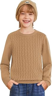 Arshiner Boys Sweater Long Sleeve Cable Knit Crewneck Pullover Winter Tops