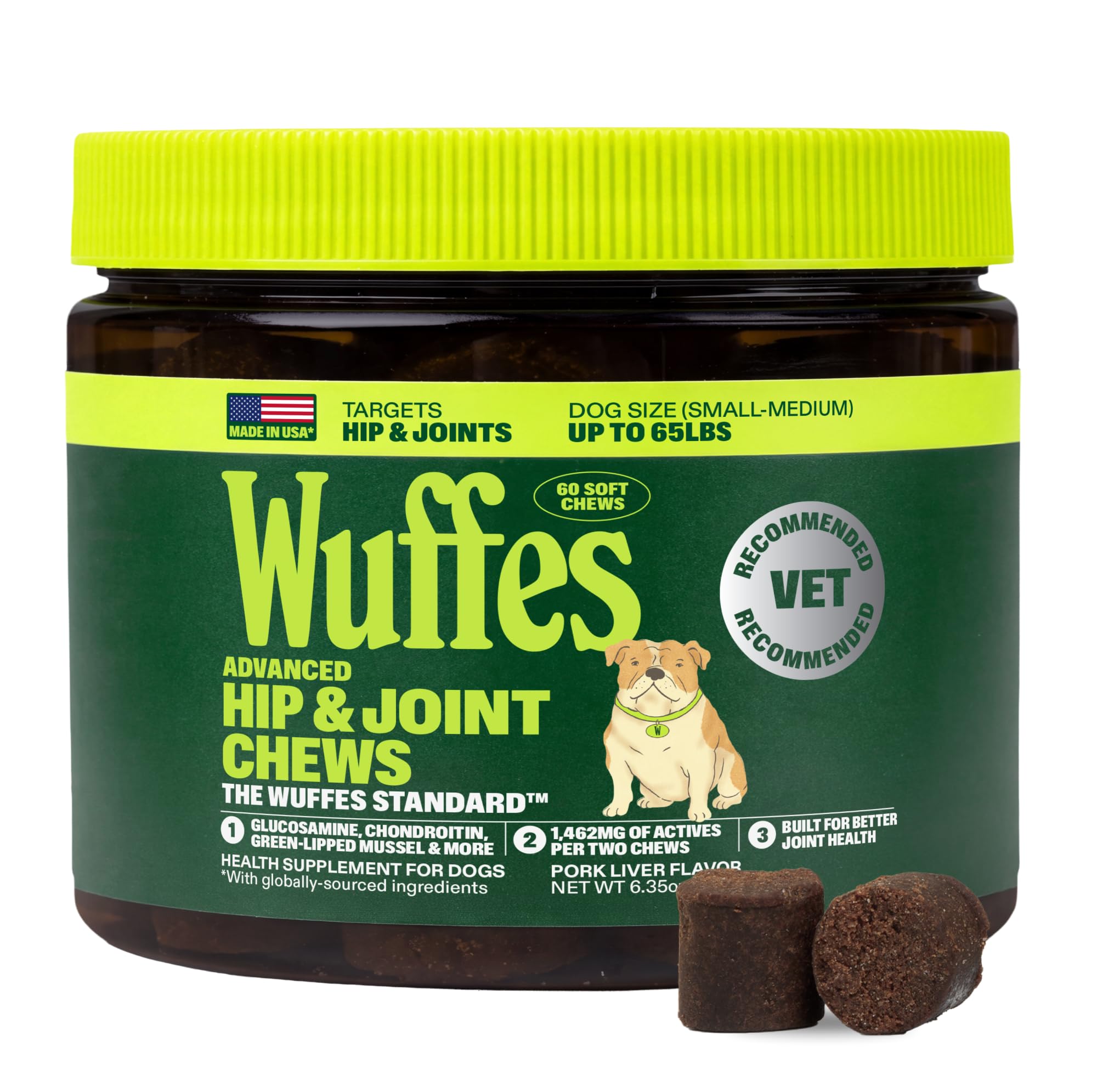 Wuffes Advanced Hip & Joint Chews for Small & Medium Breed Dogs, Vet Recommended
