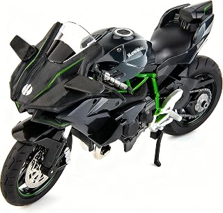 BDTCTK Compatible for 1:12 Kawasaki Ninja H2R DieCast Model, Suspension and Free Roller, Toy Car, Motorcycle Collection, Gift Black